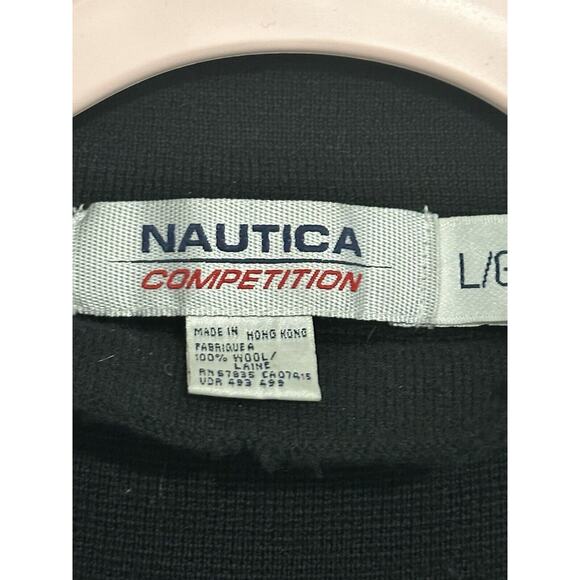 Nautica Competition Unisex Black Mock Wool Elbow Patch Size Large Sweater - Picture 5 of 11